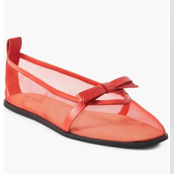NEW FREE PEOPLE mesh mania bow flat shoes in red 255 3S7 - Picture 3 of 9